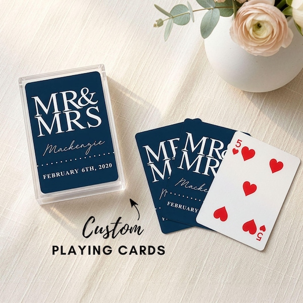 Personalized Wedding Favor - Mr and Mrs Custom Playing Cards - Personalized Playing Cards - Wedding Party Gift - Custom Deck of Cards