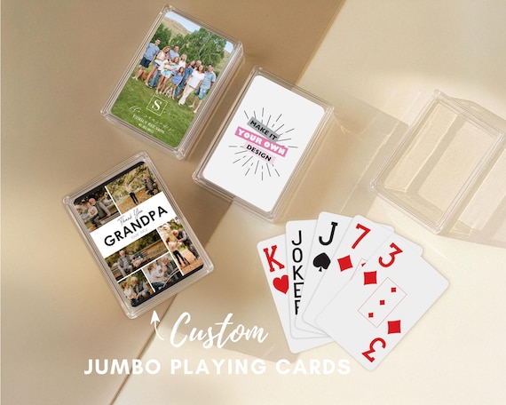 Custom Logo Large Print Playing Cards - Personalized Easy to Read Playing Cards - Large Print Playing Cards for Seniors - Gift for Grandma