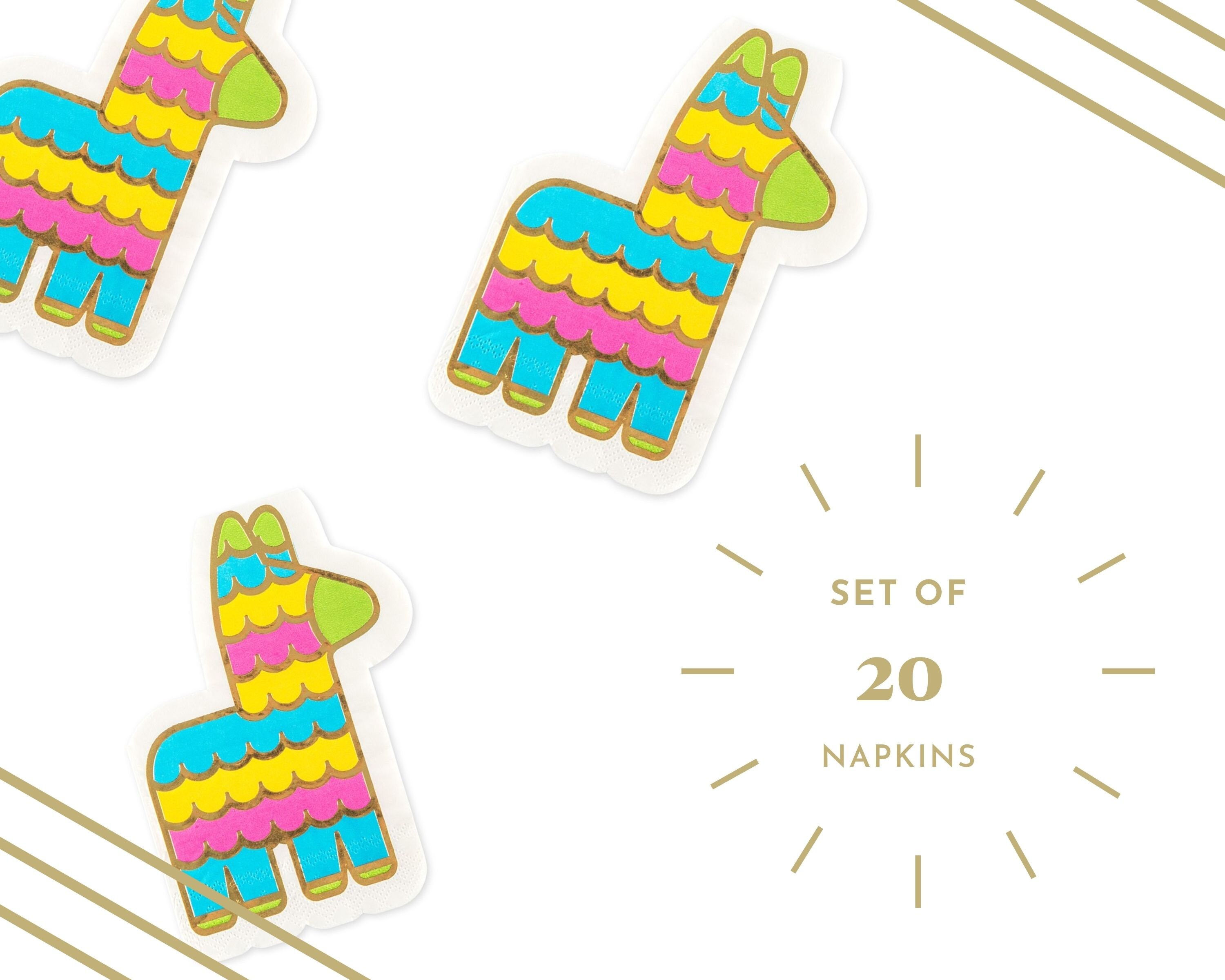20 Piece Set of Piata Shaped Napkins Llama Piata Shaped Paper Napkins Birthday Party Kids Birthday Fiesta Her Birthday