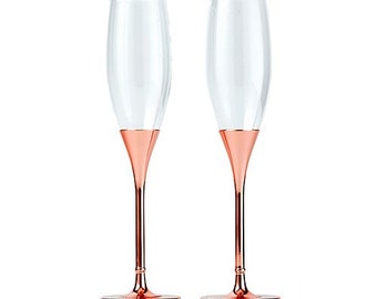 Rose Gold Engraved Wedding Toasting Flutes - Champagne Flutes - Custom Wedding Toasting Flutes - Wedding Keepsake - Anniversary - Reception