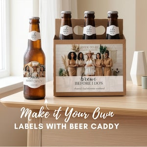 Your Own Label Designs For Beer Caddy And Beer Bottles - Your Label Design - Your Idea Labels With Beer Caddy - Custom Gift Packaging