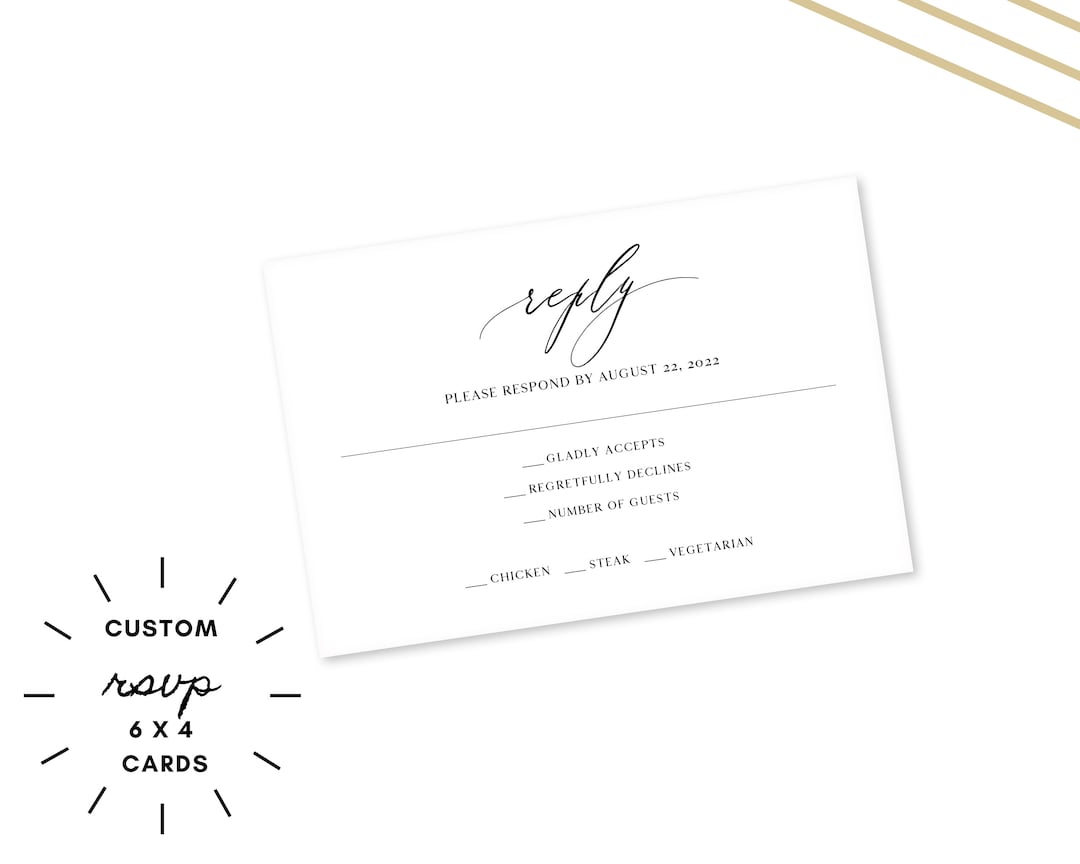 Personalized RSVP Cards With Envelopes - Wedding Response Card - Minimalist Wedding RSVP Cards ...
