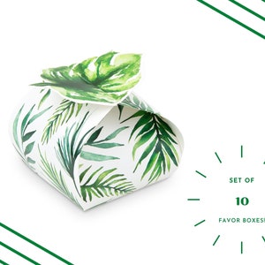 Coffret cadeau feuille tropicale - boîte cadeau de mariage - lot de 10 boîtes cadeau - cadeau de mariage unique - mariage à destination - douche nuptiale tropicale