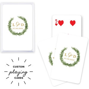 Cartes à jouer personnalisées - Couronne - Botanique - Mariage élégant - Cartes à jouer personnalisées - Cadeau personnalisé - Cadeau de mariage personnalisé