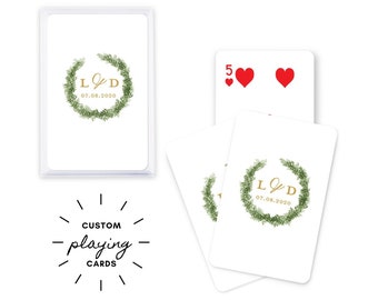 Personalized Playing Cards - Wreath - Botanical - Elegant Wedding - Custom Playing Cards - Personalized Gift -  Custom Wedding Favor