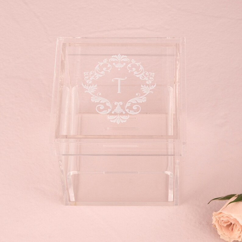 Personalized Wedding Ring Box Filigree Design Acrylic Ring Etsy