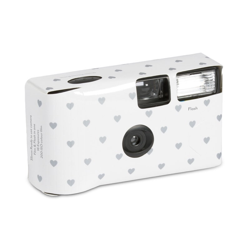 Disposable Camera 5 Designs to Choose From Wedding Favor Photo Booth Prop Party Favor Single Use Camera Birthday Party Favor Mini Silver Hearts