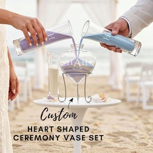 Set zandceremonie bruiloft - eenheidsceremonie - huwelijksceremonie - gepersonaliseerde hartvormige zandceremonieset - vazen bruiloft - gemengde familie