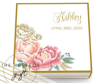 Custom Name Floral Gift Box - Magnetic Gift Box - Personalized Bridesmaid Gift Box - Bridesmaid Proposal Box - Custom Bridal Party Gift Box