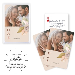 Cartes à jouer pour livre d'or avec photo personnalisée - Alternative au livre d'or de mariage - Cartes à jouer avec photo monogramme - Cadeau de mariage unique