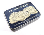 French Medicine Tin, Kalmine, Old Pill Drug Box, Vintage Blue Metallic Tablets Box, Medical Collection, Prescription Collectible