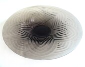 French Brown Smoky Glass Fruit Bowl Stand, Antique Molded Round Centerpiece, Art Deco Platter