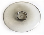 Bohemian Czech Smoky Fruit Bowl, Art Deco Glass Platter Centerpiece