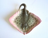 Rare Majolica French Stingray Platter Fives-Lille Fish Butter Dish Barbotine Ray Trinket Dish, Sandwich Tray Business Card Tray Accent Piece