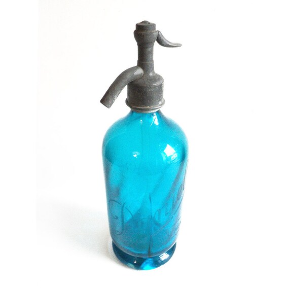 Siphon Eau De Seltz Grosse Bouteille Bleue Seltzer Gravée à Lacide