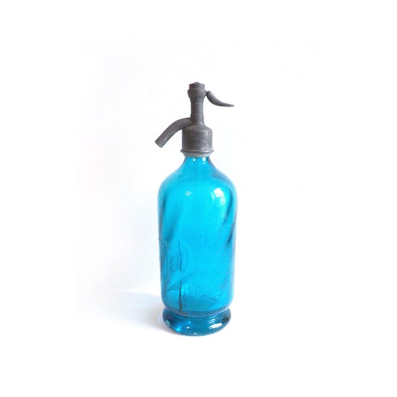 Siphon Eau De Seltz Grosse Bouteille Bleue Seltzer Gravée à Lacide