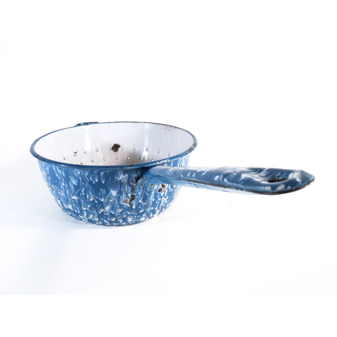 French Colander With a Long Handle Enameled Sieve Enamelware Etsy