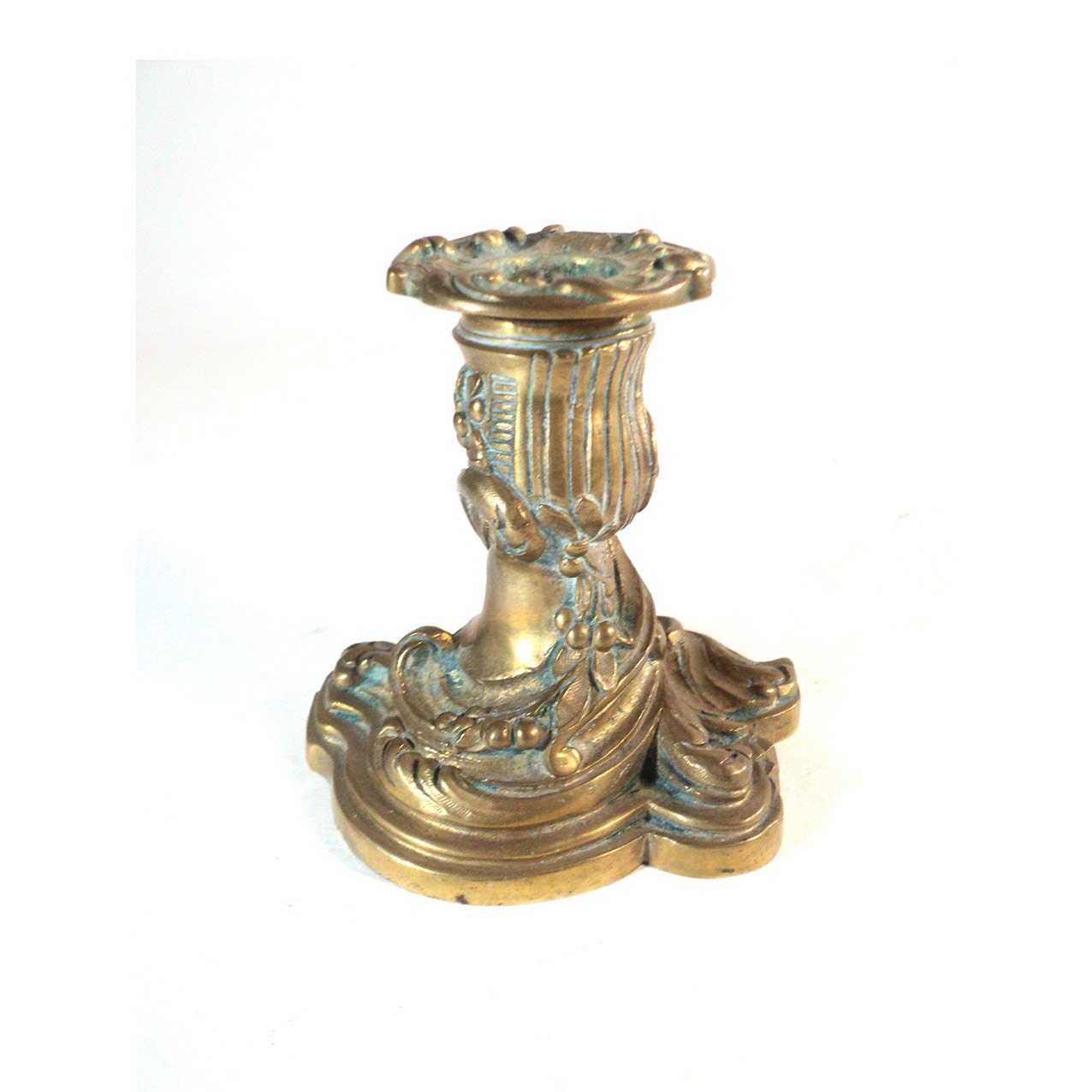 Bougeoir Ancien Rocaille Rococo en Bronze ou Laiton