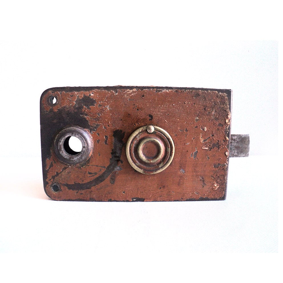 Bloc-Serrure Ancien Rouge, Serrure Ancienne à Appliquer, Cylindre de Serrure