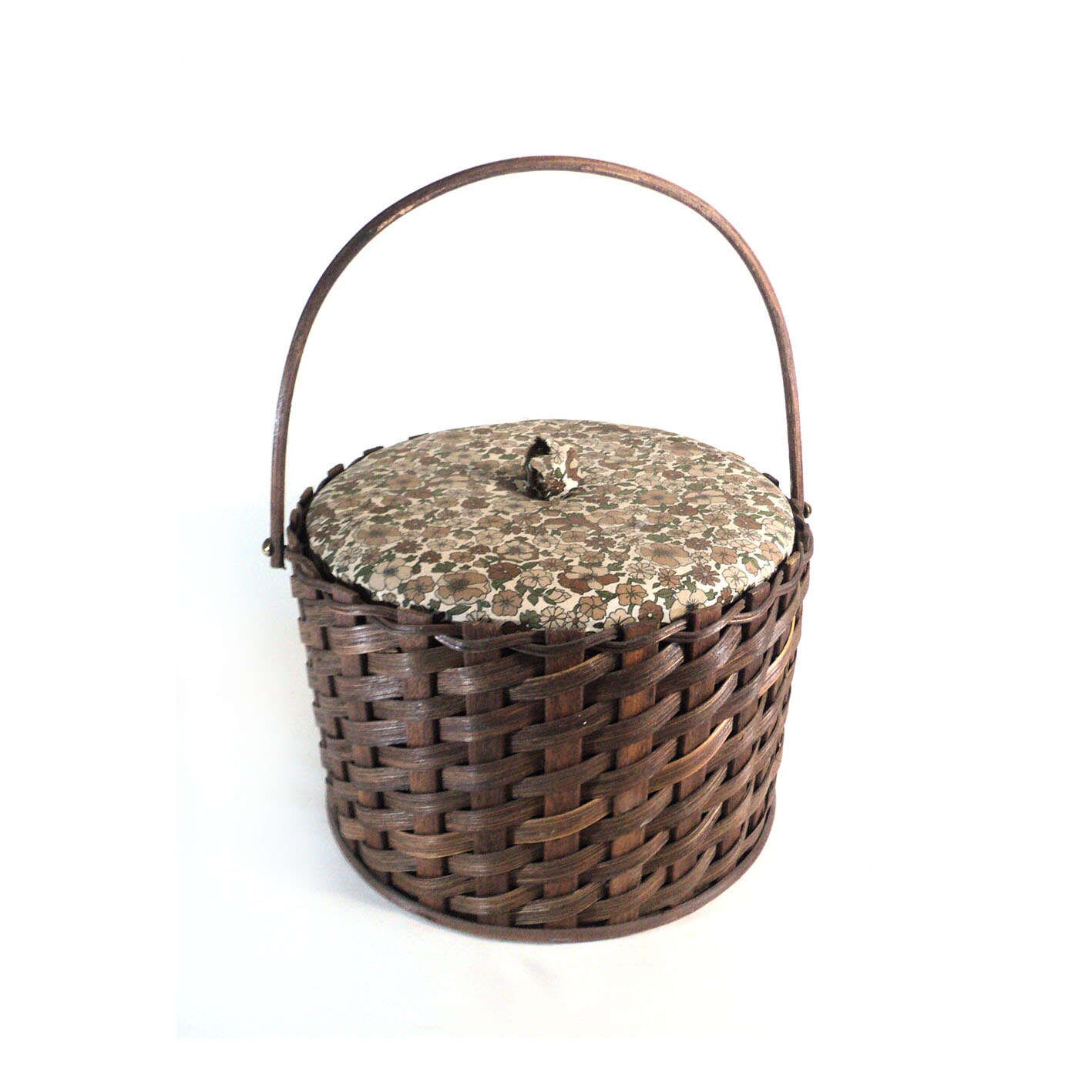 Panier à Couture, Corbeille Ouvrage, Boîte Ronde en Osier Tressé