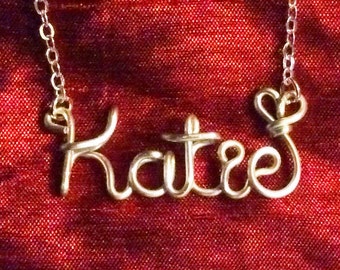 Katie necklace,Name Necklaces,Personalized wedding jewelery,Birthday gift,Bridesmaid necklace,Custom Name necklace