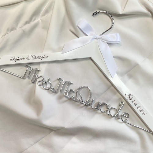 Personalized Wedding Hanger, Wire Name, Bridal Gift