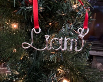 Personalized Wire Name Christmas Ornament, Handmade Aluminum