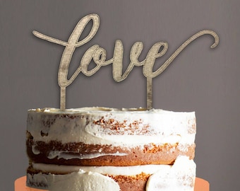 Personalized Love Cake Topper: Baltic Birch Wedding Decor