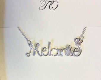 bridesmaid gift,Melanie necklace,Name Necklaces,Personalized wedding jewelery,Birthday gift,Bridesmaid necklace,Custom Name necklace