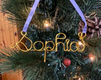 custom name ornaments,Christmas Personalized Ornaments,gold,silver,rose gold wire name ornament,Sophia ornaments,name ornaments,baby gift