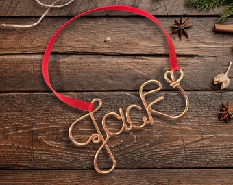 Personalized Wire Name Christmas Ornament, Handmade