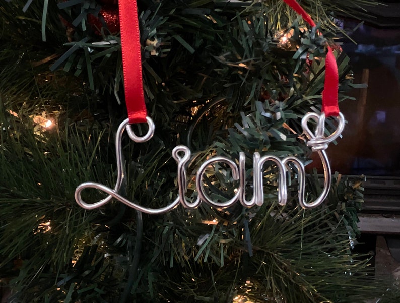 personalized christmas ornaments,christmas ornaments handmade,name ornament,custom name ornament,wire name ornaments,personalized ornament Silver