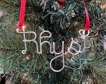 Personalized Christmas Ornament: Silver Wire Name Ornament