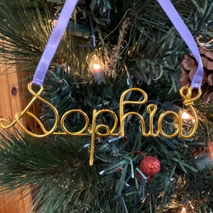 custom ornaments,personalized christmas ornaments,wire name ornaments,christmas ornament handmade,christmas family ornaments,Amelia ornament image 9