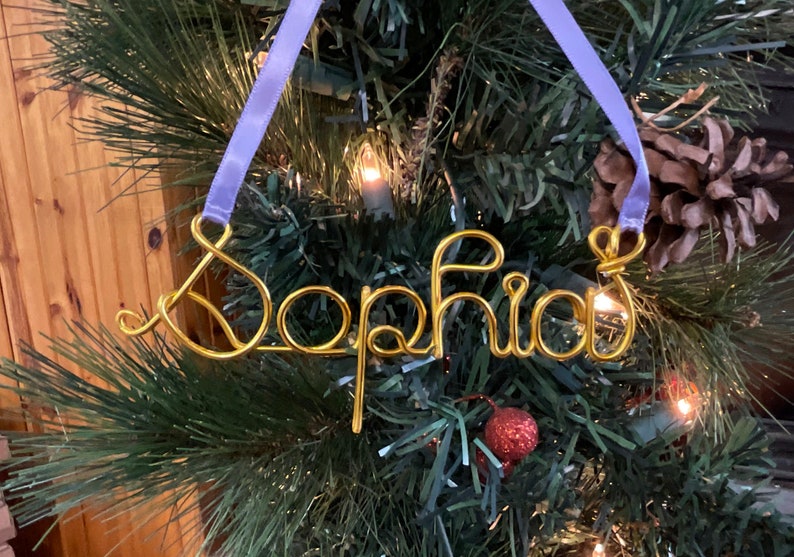 custom ornaments,personalized christmas ornaments,wire name ornaments,christmas ornament handmade,christmas family ornaments,Amelia ornament image 9