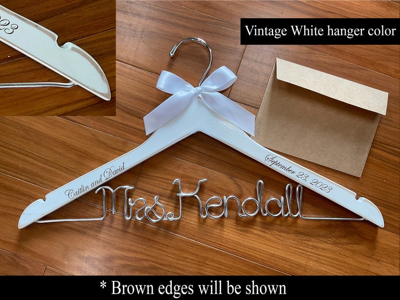 wedding hanger,wedding hanger for bride,bridal hanger,bridal dress hanger,bride gift,wedding hanger,Personalized Hanger,Bride hanger vintage white+card