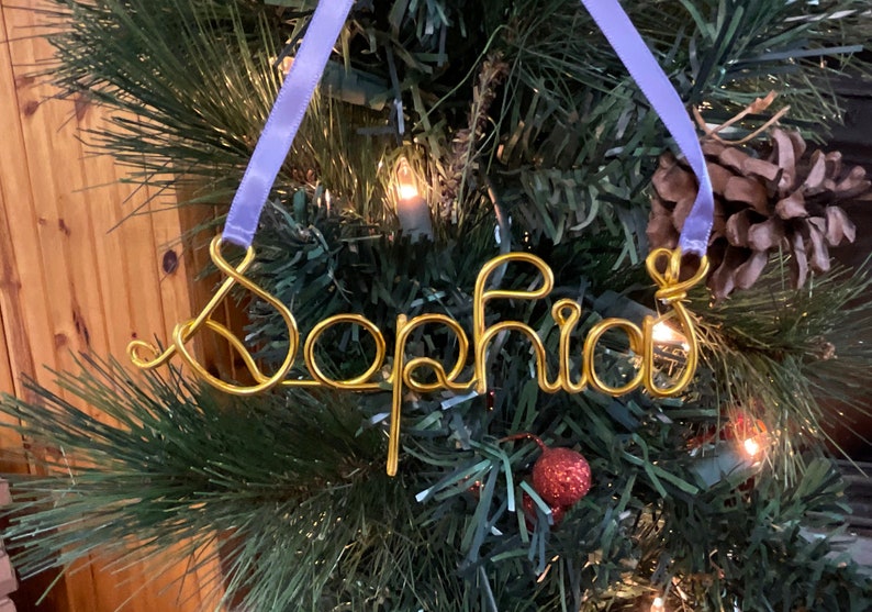 personalized christmas ornaments,christmas ornaments handmade,name ornament,custom name ornament,wire name ornaments,personalized ornament Gold