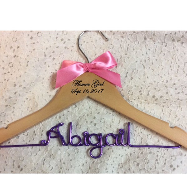 Flower girl hanger,Children hanger,wedding hanger,Personalized Hanger,,wire name hanger,Bridesmaids hanger