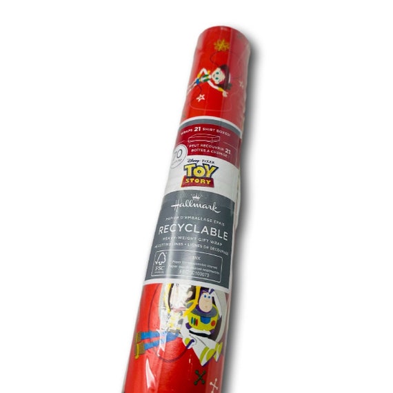 Hallmark Wrapping Paper Christmas Disney Pixar Toy Story Red 70 Sq Ft Jumbo  Roll Holiday Gift 