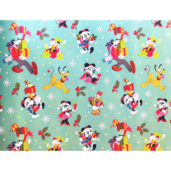 Hallmark Wrapping Paper Christmas Mickey Minnie Mouse Green 30 sq ft Roll  Holiday Gift - Main Image
