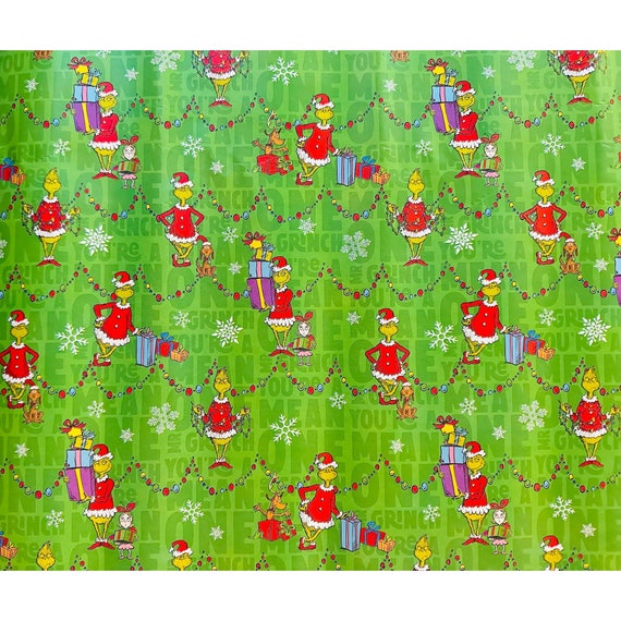 Hallmark Wrapping Paper Christmas the Grinch Green 70 Sq Ft Roll Holiday  Gift 