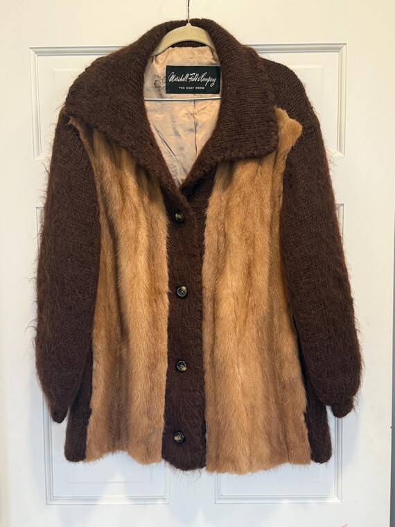 Vintage Marshall Field & Company Fur + Knit Coat – 1960s
