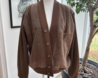 Vintage 1980s Repage Leather Suede Knit Jacket Men