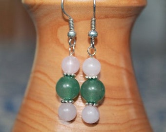 Delicate Beauty Earrings - Green Aventurine and Rose Quartz