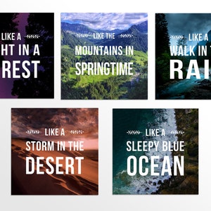 Nature Print Set - &quot;Annie&#39;s Song&quot; by John Denver -  Set of 5 Landscape Print Collection for Home, Kitchen or Office Decor