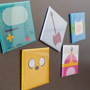 Marceline, PB, Finn y Jake Conjunto de 5 imanes de nevera minimalistas para decoración de dormitorios, decoración de taquillas, regalo de fans de dibujos animados