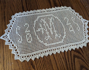 Personalized Crochet Monogrammed Doily for Lace Wedding Keepsake Gift