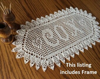 Framed Personalized Crochet Name Doily for Lace Anniversary