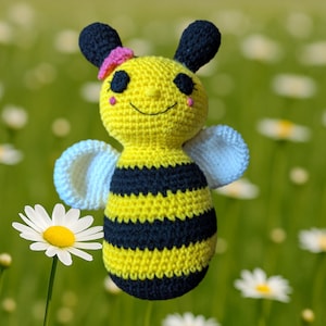Handmade Crochet Bee Plush – Rustic Nursery Decor – Spring Decor Gift