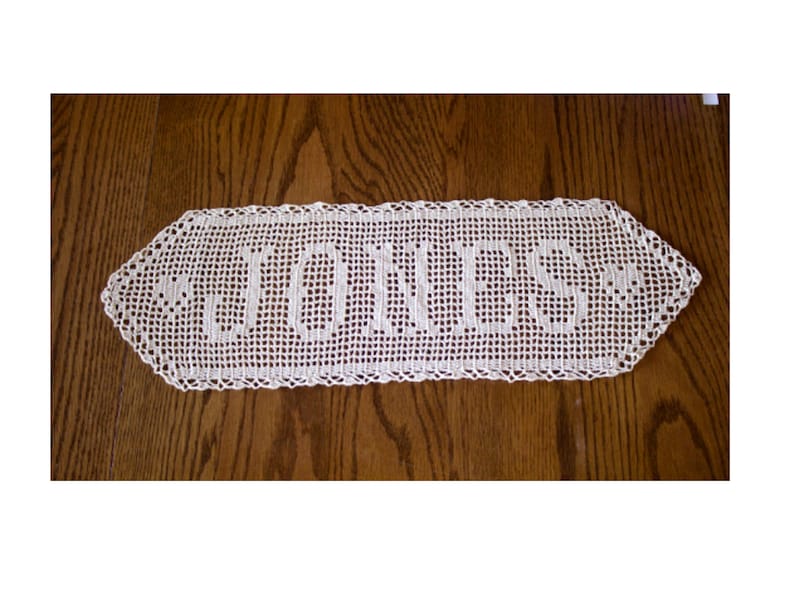 Filet Crochet Last Name Doily for Wedding Anniversary Gift